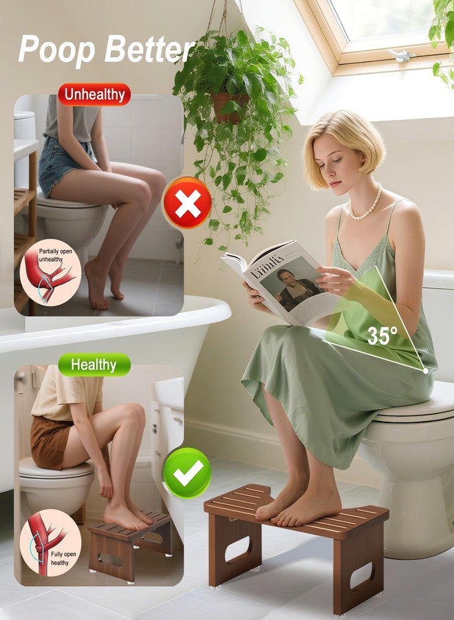 YOSE Foldable Toilet Stool, 7.5 Inches Bamboo Toilet Stool Squat for Adults, Collapsible Poop Stool for Bathroom, Potty Step Stool with Non-Slip Strip - Image 4