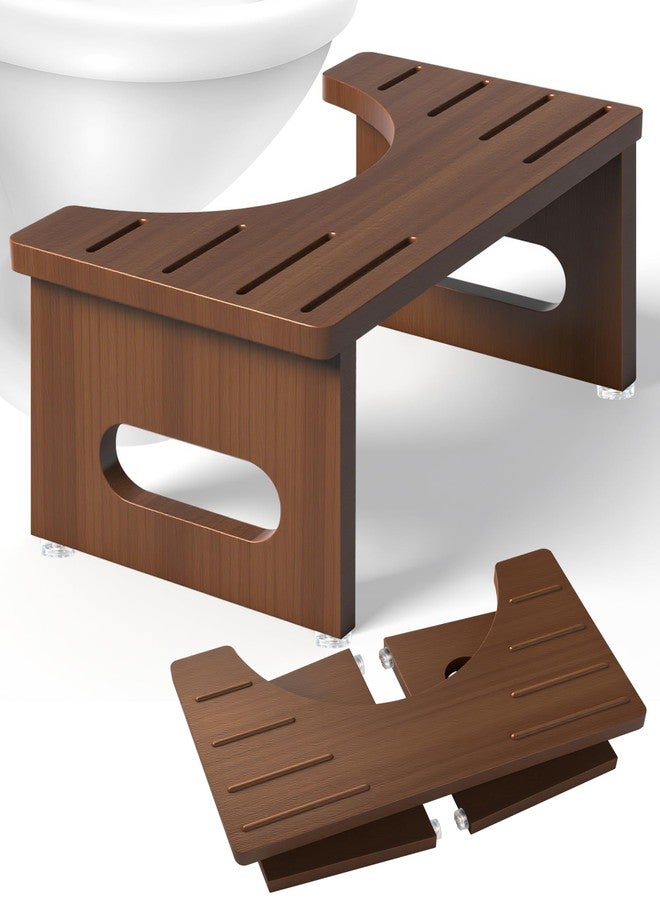 YOSE Foldable Toilet Stool, 7.5 Inches Bamboo Toilet Stool Squat for Adults, Collapsible Poop Stool for Bathroom, Potty Step Stool with Non-Slip Strip - Image 1