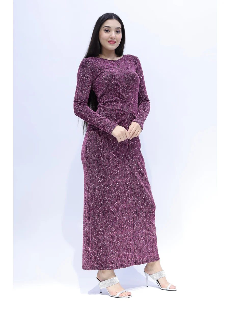 ان لاف Women party dress in violet color for winter season