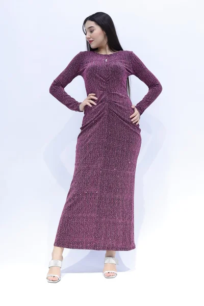 ان لاف Women party dress in violet color for winter season