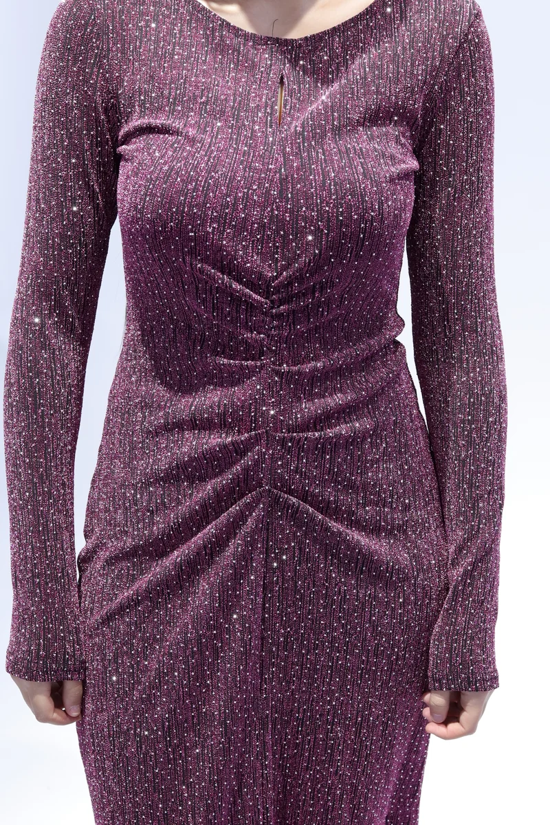 ان لاف Women party dress in violet color for winter season