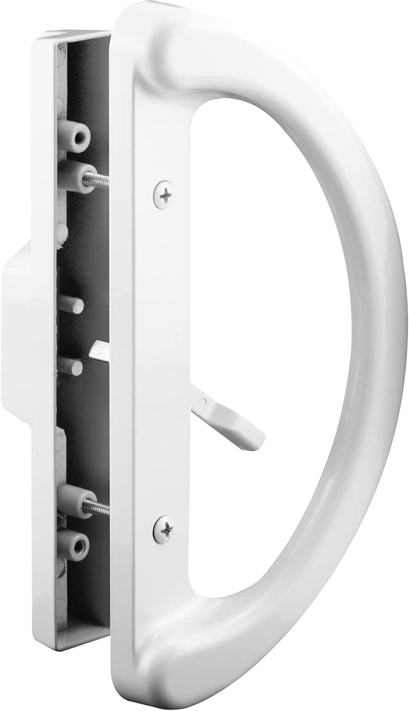 PRIMELINE C 1225 Mortise Style Sliding Patio Door Handle Set - Replace Old or Damaged Door Handles Quickly and Easily – White Diecast, Non-Keyed, Fits 3-15/16” Hole Spacing (1 Set) - Image 1