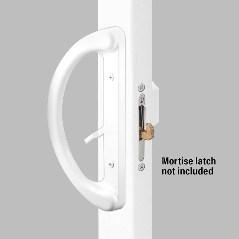 PRIMELINE C 1225 Mortise Style Sliding Patio Door Handle Set - Replace Old or Damaged Door Handles Quickly and Easily – White Diecast, Non-Keyed, Fits 3-15/16” Hole Spacing (1 Set) - Image 4