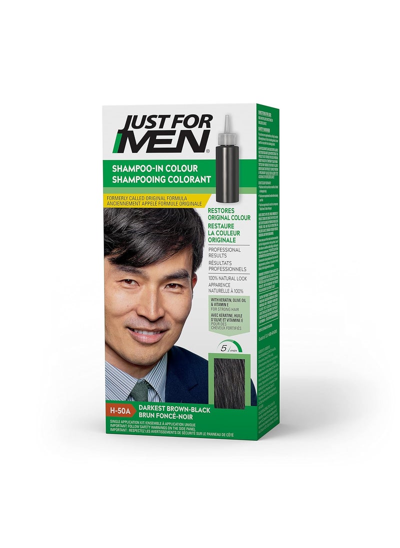 Just For Men Just For Men ShampooIn Color Formerly Original Formula Mens Hair Color with Keratin and Vitamin E for Stronger Hair  Darkest BrownBlack H50A Pack of 1 