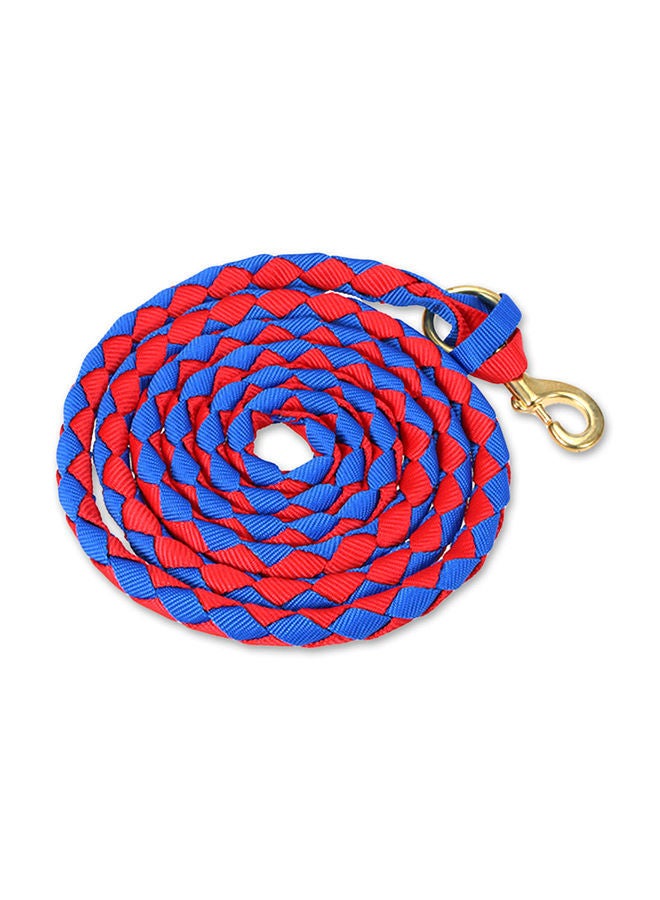 NIBEMINENT Braided Horse Leash With Brass Snap Red/Blue - Image 1