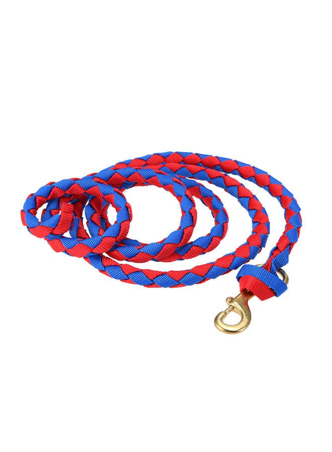 NIBEMINENT Braided Horse Leash With Brass Snap Red/Blue - Image 2