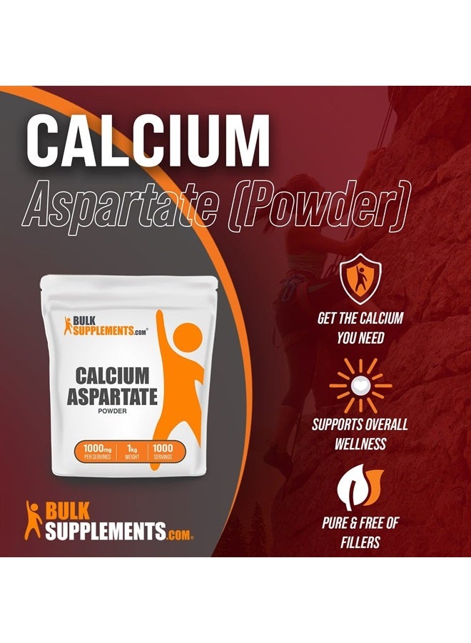 BulkSupplements .com Calcium Aspartate Powder - Calcium Supplement Powder - Calcium Aspartate 200mg - Vegan Calcium - 1000mg (200mg Calcium) per Serving, 1000 Servings (1 Kilogram - 2.2 lbs)