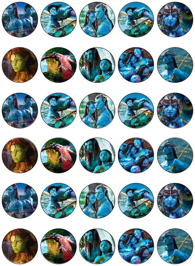 NATURAL BEHAVIOUR 30x Blue Fantasy World Cupcake Toppers – Edible Happy Birthday Décor, Wafer Sheet Cake Decorating - Image 1