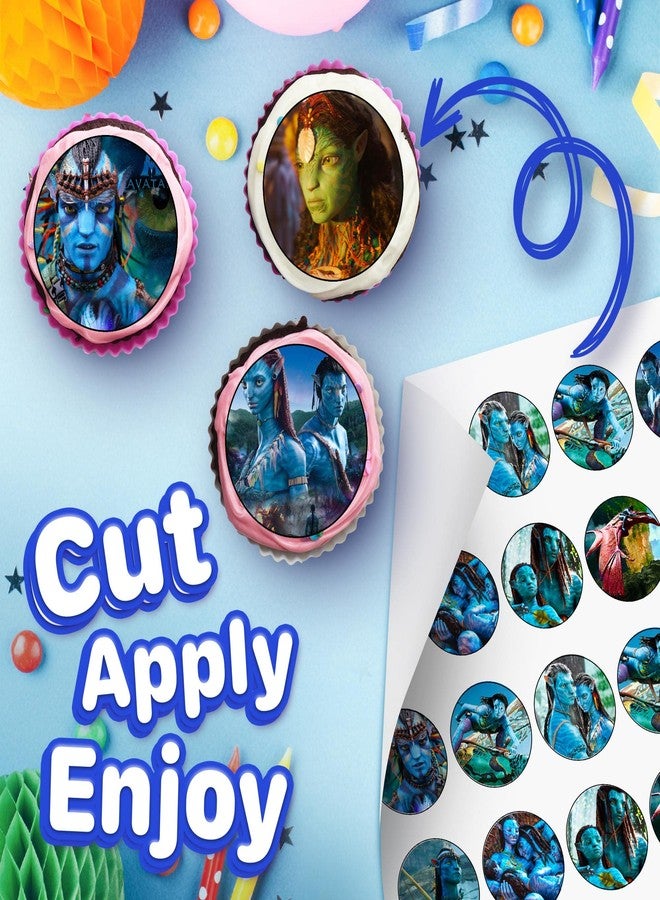 NATURAL BEHAVIOUR 30x Blue Fantasy World Cupcake Toppers – Edible Happy Birthday Décor, Wafer Sheet Cake Decorating - Image 2
