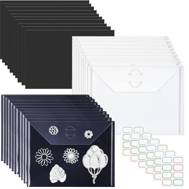 CYFUN DESIGN 46PCS 05mm Thickness Magnetic Sheets and Envelopes for Dies Storage Clear Plastic Pockets  Cuttable Rubber Magnet Sheets for Metal Cutting Dies Stencil Crafting Die Cuts Stamps Storage Collections