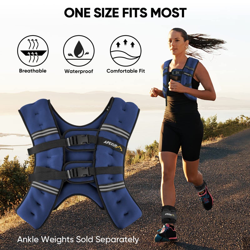 APEXUP 15lbs Weighted Vest Men Women, Weight Vest for Women Workout Equipment for Strength Training Running (Blue) - Image 5