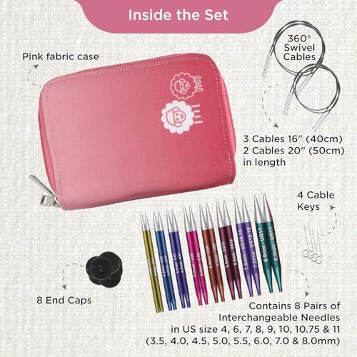 KnitPro Zing Deluxe Interchangeable Needle Set 4" (10cm) | 8 US Sizes (4 to 11) - Image 2