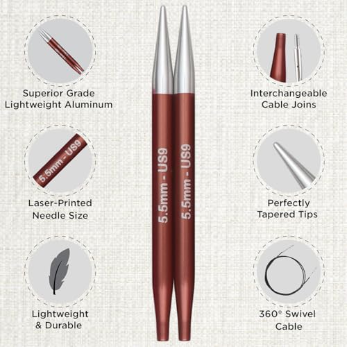 KnitPro Zing Deluxe Interchangeable Needle Set 4" (10cm) | 8 US Sizes (4 to 11) - Image 3