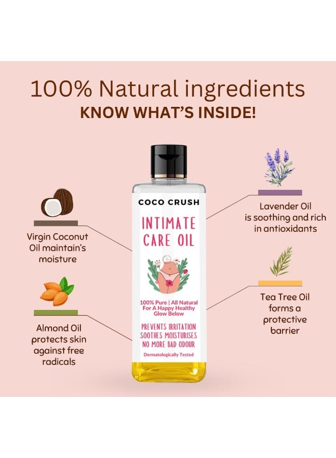 COCO CRUSH 100% Natural Intimate Care Oil for Women & Men with Tea Tree Oil | pH Balanced Hygiene Oil | Prevents Itching, Irritation & Bad Odor (50ml) - Image 2