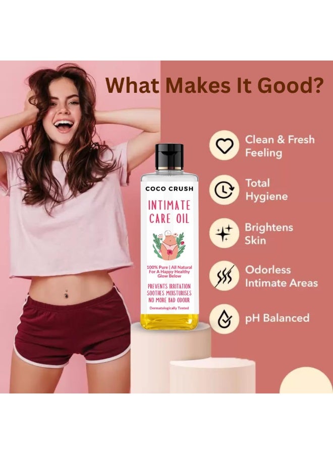 COCO CRUSH 100% Natural Intimate Care Oil for Women & Men with Tea Tree Oil | pH Balanced Hygiene Oil | Prevents Itching, Irritation & Bad Odor (50ml) - Image 3