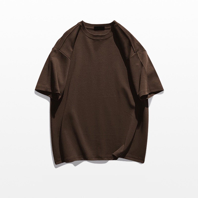 150 kg plus size men's loose cotton short-sleeved summer round neck casual half-sleeved solid color T-shirt heavyweight top - Image 2
