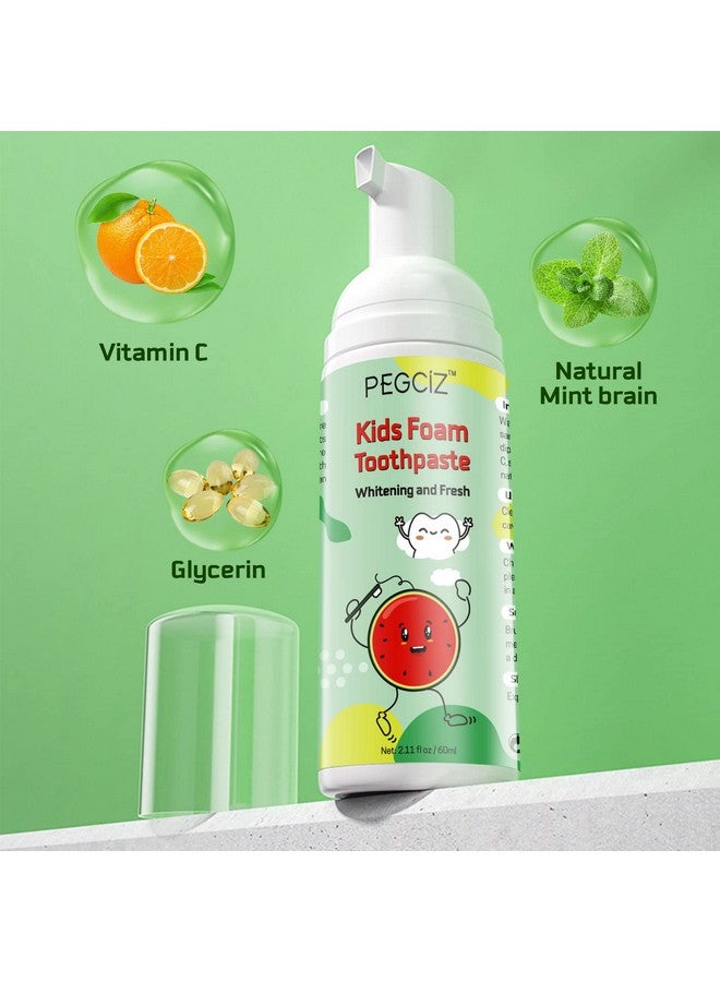 Pegciz Foam Toothpaste Kids With Fruit Flavor, Toddler Foam Toothpaste With Low Fluoride For U Shaped Toothbrush, Foaming Toothpaste And Mouthwash For Dental Care For Children (3 Pack 3 Flavor) - Image 2