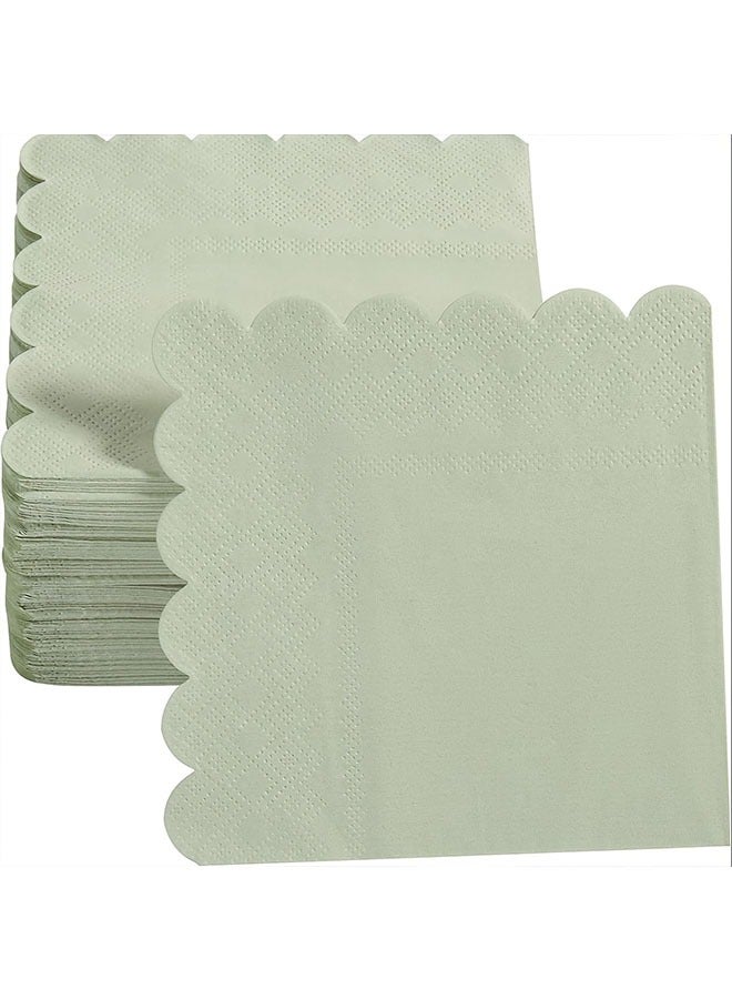 100 عدد المناشف الورقية للحفلة ، المناديل القابلة للتصرف 2 طبقة منديلات الحلوى الحواف المقشورة (10x10 بوصة ، خضراء) مشروبات منديلات الحلوى ورقة حفلات الزفاف والعشاء وحفلات عيد الميلاد والدوش العراسي والأحداث - Image 4