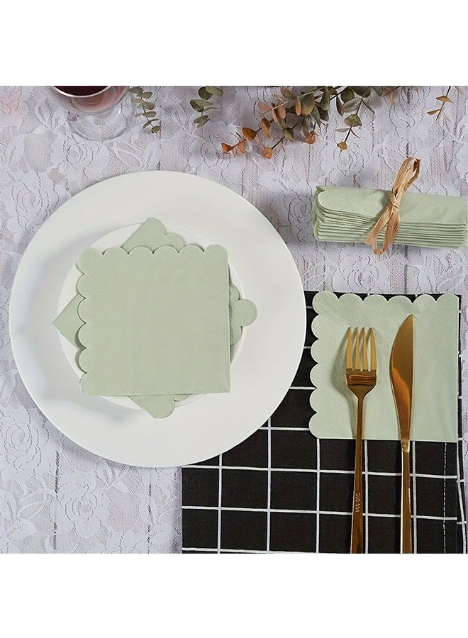 100 عدد المناشف الورقية للحفلة ، المناديل القابلة للتصرف 2 طبقة منديلات الحلوى الحواف المقشورة (10x10 بوصة ، خضراء) مشروبات منديلات الحلوى ورقة حفلات الزفاف والعشاء وحفلات عيد الميلاد والدوش العراسي والأحداث - Image 3