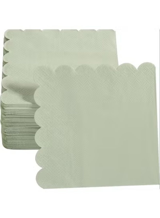 100 عدد المناشف الورقية للحفلة ، المناديل القابلة للتصرف 2 طبقة منديلات الحلوى الحواف المقشورة (10x10 بوصة ، خضراء) مشروبات منديلات الحلوى ورقة حفلات الزفاف والعشاء وحفلات عيد الميلاد والدوش العراسي والأحداث - Image 4