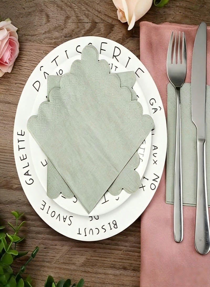 100 عدد المناشف الورقية للحفلة ، المناديل القابلة للتصرف 2 طبقة منديلات الحلوى الحواف المقشورة (10x10 بوصة ، خضراء) مشروبات منديلات الحلوى ورقة حفلات الزفاف والعشاء وحفلات عيد الميلاد والدوش العراسي والأحداث - Image 3