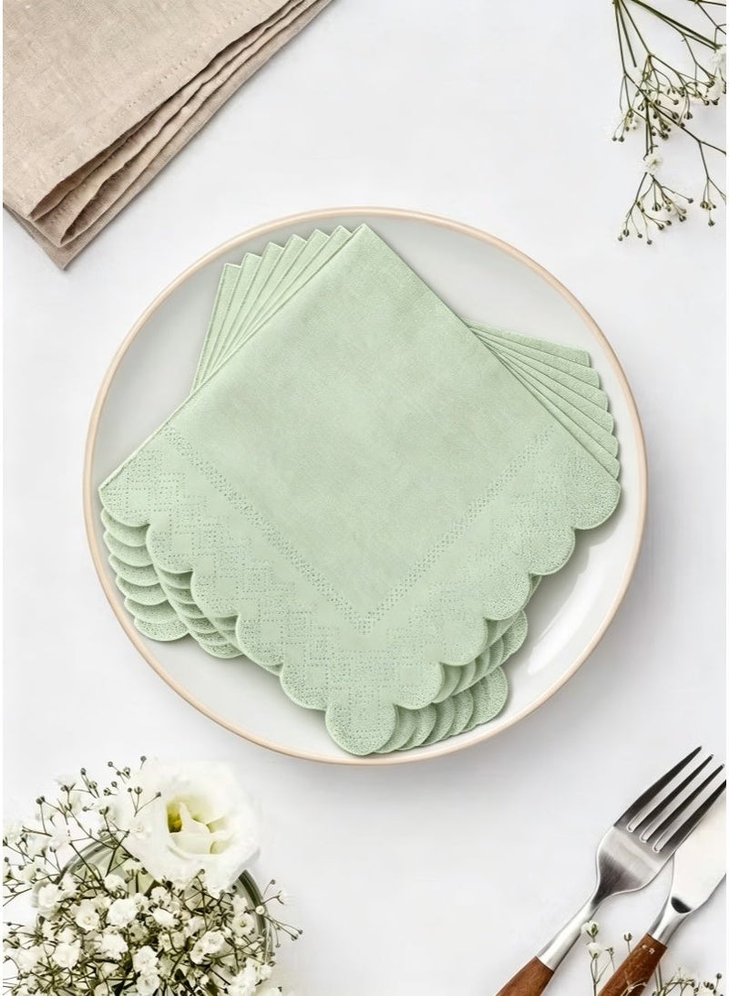 DIKOCO 100 Count Paper Towels for Party, Disposable Napkins 2-Ply Scalloped Edge Dessert Napkins,Napkins Pepar Dining,Napkin for Party(10x10 Inch, Green) Beverage Dessert Napkin Paper for Weddings,Dinner, Birthday Parties, Bridal Showers, events - Image 4