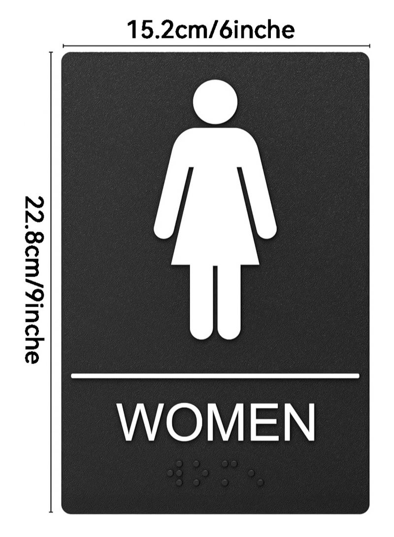 1Pc Restroom Signs, Bathroom Sign For Business  -  Strong Double-Sided Adhesives Included - Apply to Office, Home or Public Door/Wall,Women 6 x 9Inches - Image 1