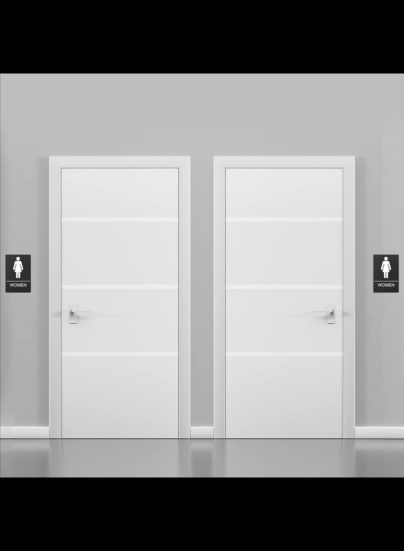 1Pc Restroom Signs, Bathroom Sign For Business  -  Strong Double-Sided Adhesives Included - Apply to Office, Home or Public Door/Wall,Women 6 x 9Inches - Image 4