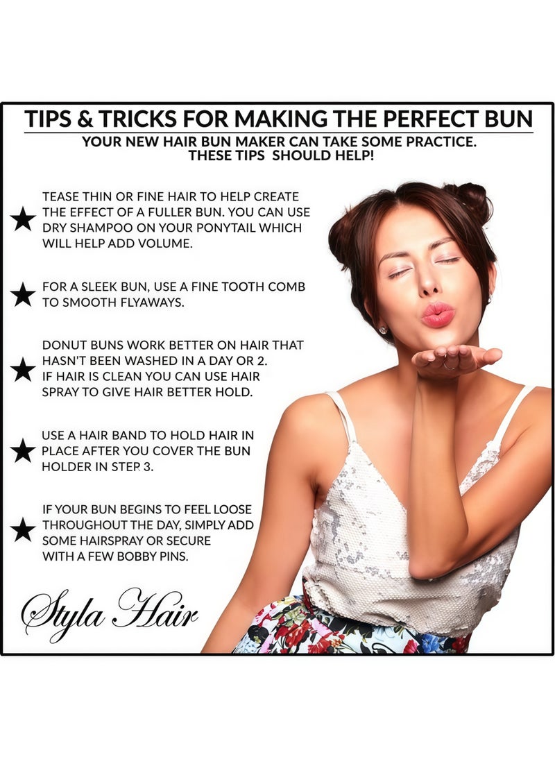 10 قطع من أدوات صنع كعكة الشعر، أداة صنع كعكة صغيرة للأطفال - كعكات الباليه والجوارب، كعكة شعر سهلة (أسود، مقاس 2.3 بوصة) - Image 5