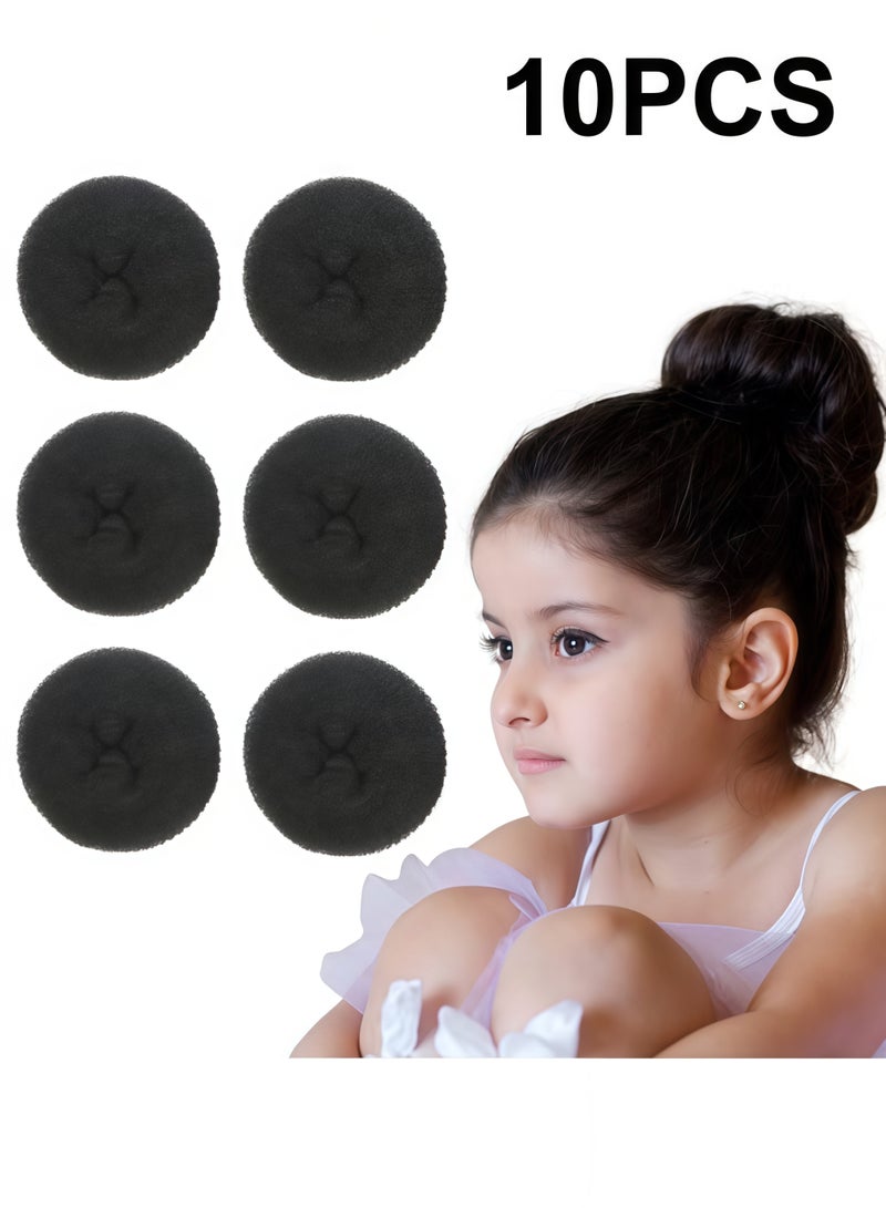 10 قطع من أدوات صنع كعكة الشعر، أداة صنع كعكة صغيرة للأطفال - كعكات الباليه والجوارب، كعكة شعر سهلة (أسود، مقاس 2.3 بوصة) - Image 1