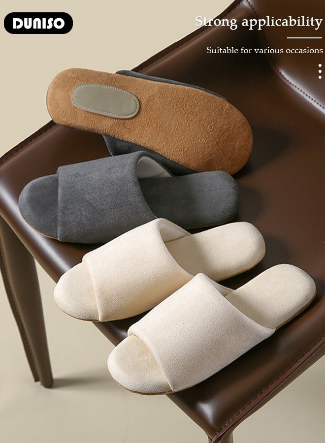 DUNISO نعال منزلية للرجال والنساء مصنوعة من القطن وقابلة للغسل، أحذية مفتوحة الأصابع بنعل ناعم غير قابل للانزلاق، نعال مريحة للربيع والصيف، أحذية منزلية للاستخدام الداخلي والخارجي - Image 2