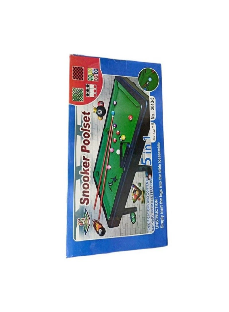 Generic 5 in 1 Snooker Billiard Set - Plastic Billiard Table Game with Snakes and Ladders, Ludo and 2 Other Games - Image 2
