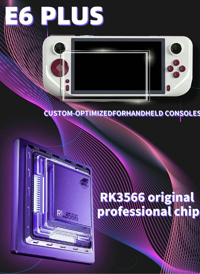 إيفرين جهاز ألعاب محمول E6 Plus ، 128 جيجا بايت RK3566 TV Connect شاشة تعمل باللمس بحجم 5 بوصات نظامي LINUX/Android مزدوج الواي فاي هدايا للأطفال (بنفسجي) - Image 4