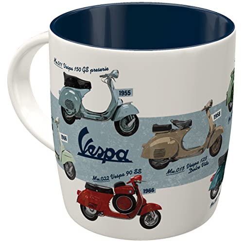 Nostalgic Art Nostalgic-Art Retro coffee mug, 11.2 oz, Vespa – Model Chart – Gift idea for scooter fans, Official License Product (OLP), ceramic cup, vintage design - Image 1