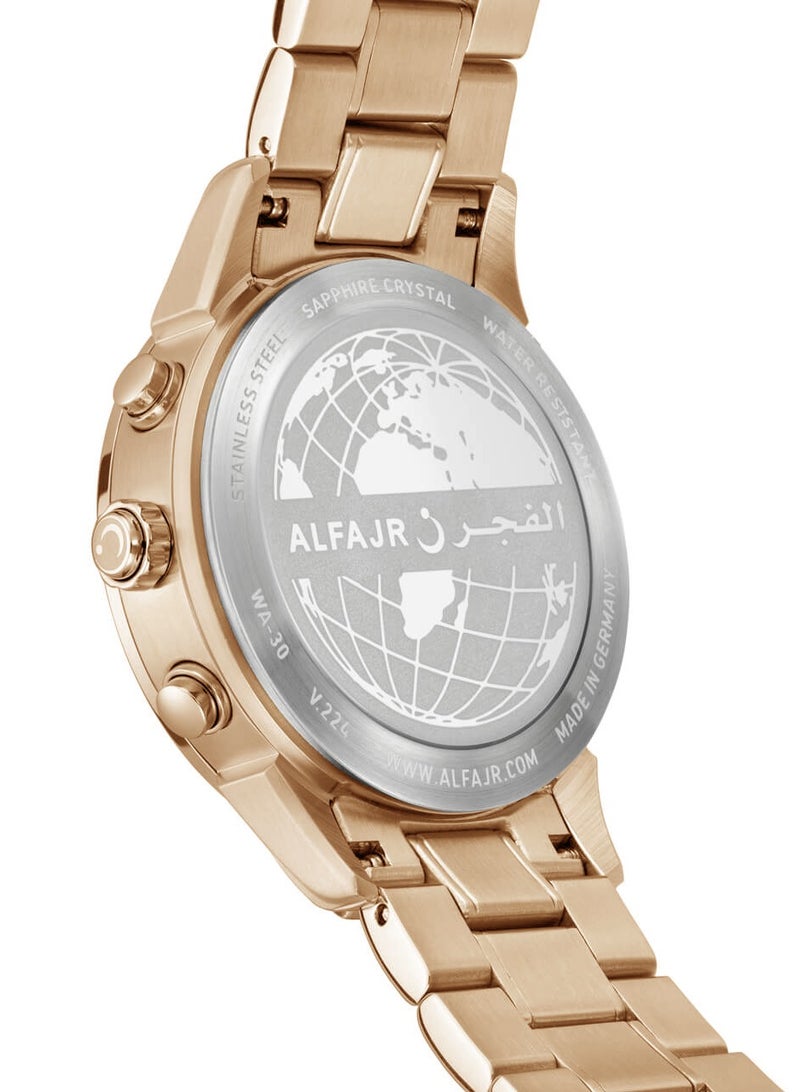 Al Fajr Men's Analog+Digital Round Shape Stainless Steel Wrist Watch WA-30Gold -Black Dial - 40 Mm - Image 2
