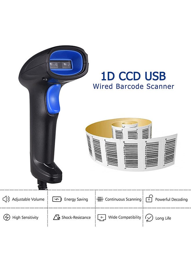 CCD 1D Automatic Barcode Scanner Black/Blue