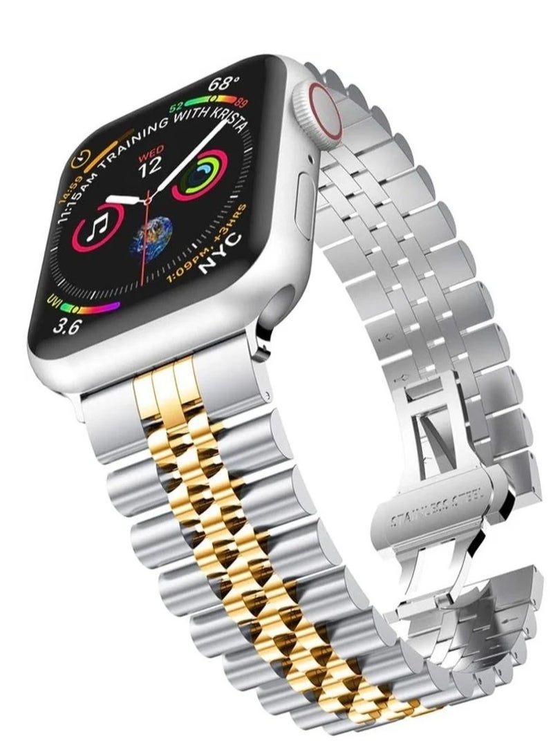 MOXOM Metal Watch Band for Apple Watch Ultra, Compatible with 49, 46, 45mm, Stainless Steel Replacement Strap for iwatch, Metal Strap for Apple Ultra Watch - Image 1