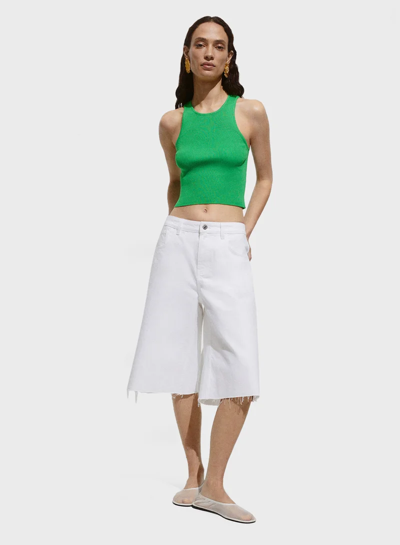 مانجو Ribbed Knit Top