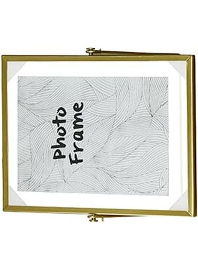 Nordic Geometric Photo Frame 4 Inch Glass Desk Display with Metal Edges for Home Office Decor - Image 1