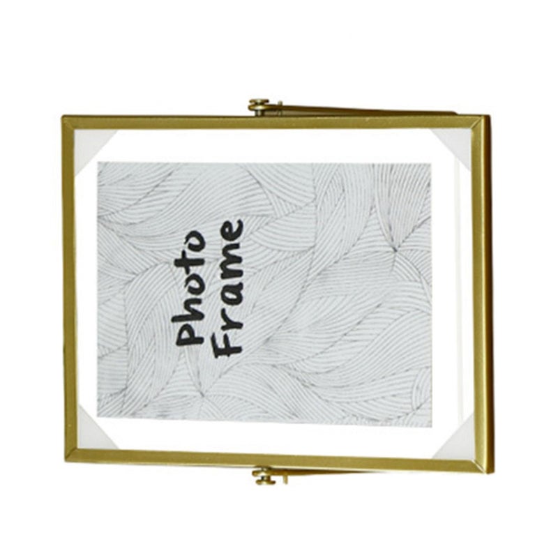 Nordic Geometric Photo Frame 4 Inch Glass Desk Display with Metal Edges for Home Office Decor - Image 2