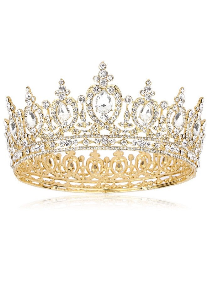 Cocide Queen Crown For Women Crystal Tiara And Crown For Girl Rhinestones Hair Accessories For Wedding Bride Birthday Party Prom Bridal Bridesmaid (Gold) - Image 1