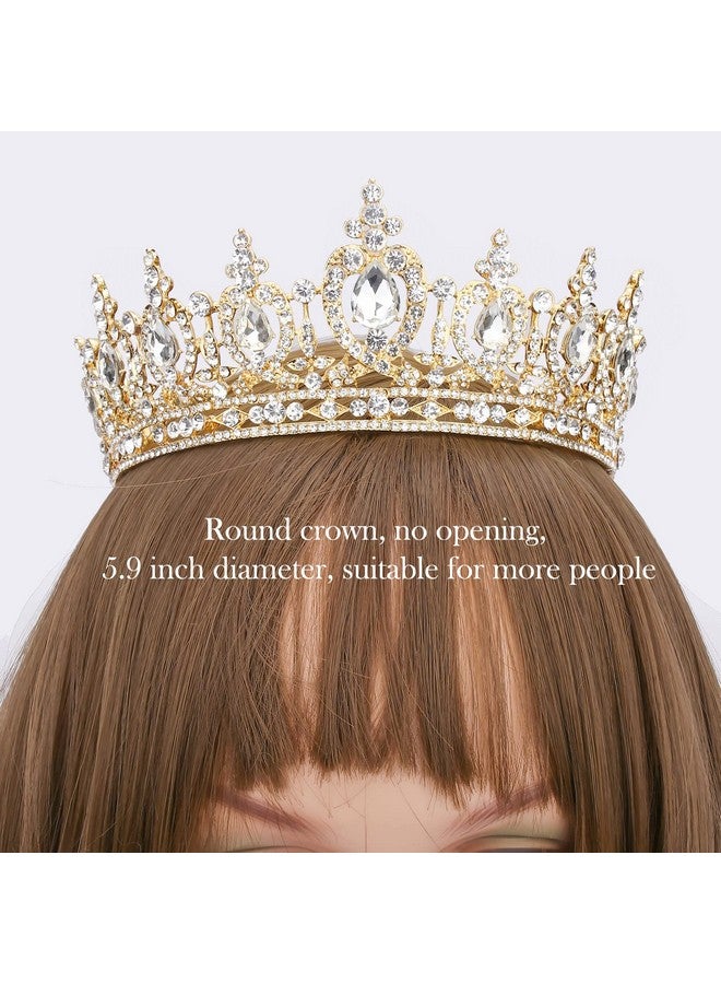 Cocide Queen Crown For Women Crystal Tiara And Crown For Girl Rhinestones Hair Accessories For Wedding Bride Birthday Party Prom Bridal Bridesmaid (Gold) - Image 5