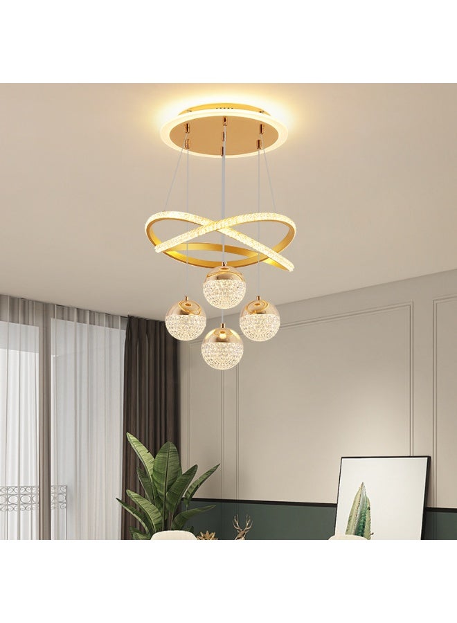 يزما العالمية ثريات LED ذهبية عصرية بثلاثة ألوان قابلة للتعتيم، مثالية لجزيرة المطبخ، غرفة الطعام، غرفة المعيشة، إضاءة سقفية عصرية قابلة لتعديل الارتفاع، مثالية لديكور المنزل العصري - Image 1