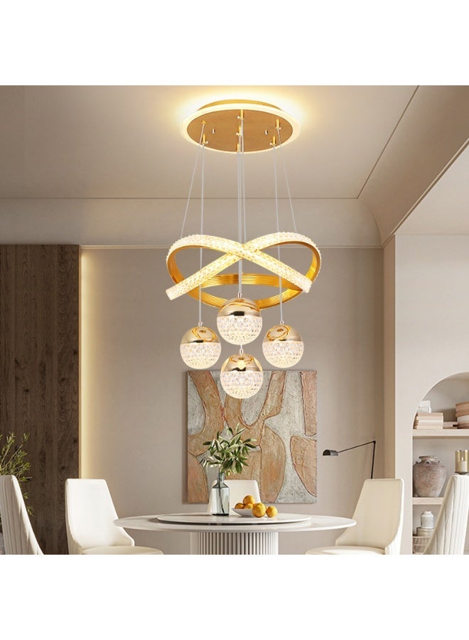 يزما العالمية ثريات LED ذهبية عصرية بثلاثة ألوان قابلة للتعتيم، مثالية لجزيرة المطبخ، غرفة الطعام، غرفة المعيشة، إضاءة سقفية عصرية قابلة لتعديل الارتفاع، مثالية لديكور المنزل العصري - Image 2