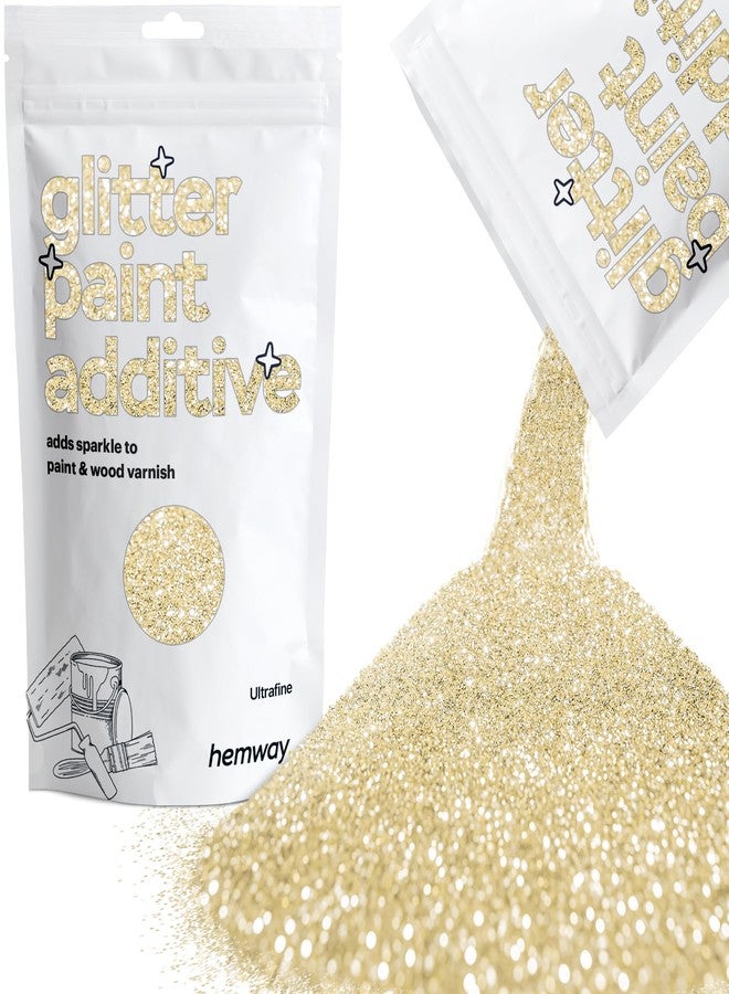 Hemway Glitter Paint Additive Crystals for Acrylic Emulsion Paint, Interior & Exterior Walls, Wood, Varnish, Matt, Gloss, Furniture 100g / 3.5oz - Ultrafine (1/128" 0.008" 0.2mm) - Champagne Gold - Image 1