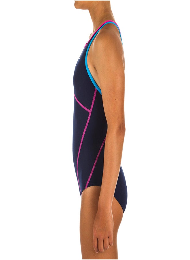 NABAIJI NABAIJI by DECATHLON, Girls Swimming One Piece Swimsuit Kamiye Blue  - Image 1