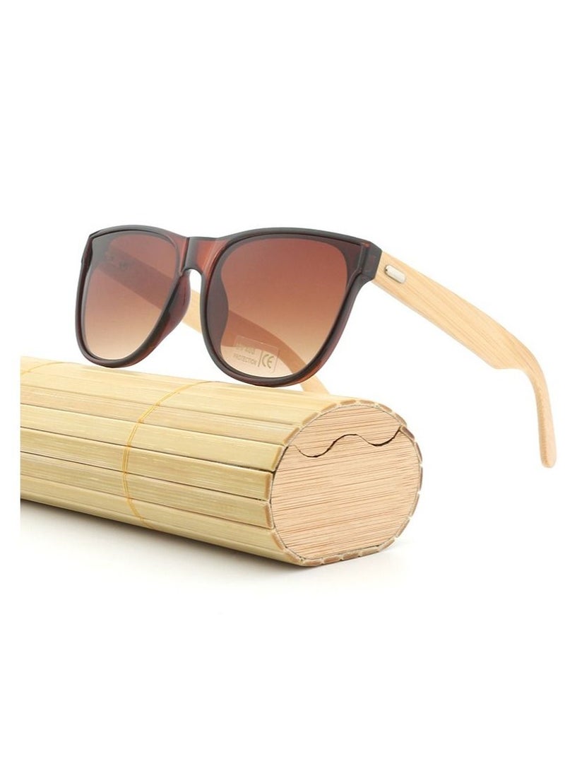 HDCRAFTER UV400 Bamboo Wood Ultra Thin Edge UV Protection Sunglasses - Image 1