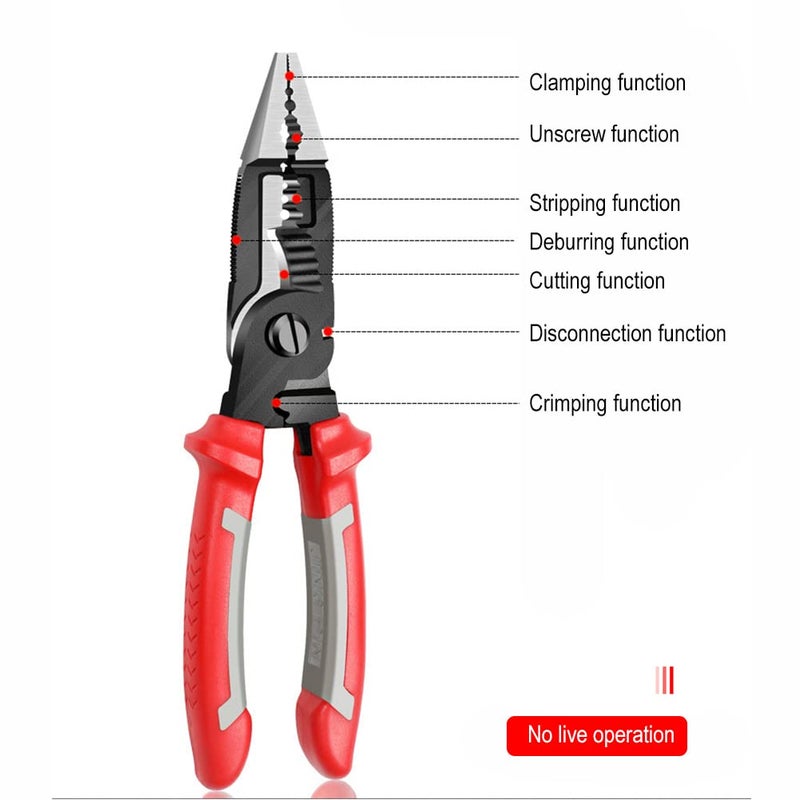 uptodateproducts 1 PCS Multifunctional Electrician Pliers Long Nose Pliers Wire Cable Cutter Stripper Terminal Crimping Hand Tools Clamp - Image 3