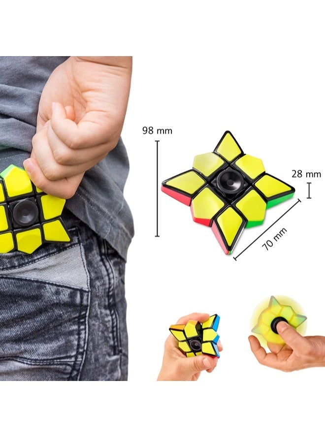 ShebSheb Star Fidget Cube Spinner 2 in 1 Toy, 1x3x3 Magic Speed Cube for Adults, Teens and Kids, Handheld, Lightweight, Durable for Anti-Stress Sensory, Desk Toy, Ideal as Travel Fidgeting, Spinner Toy - Image 2