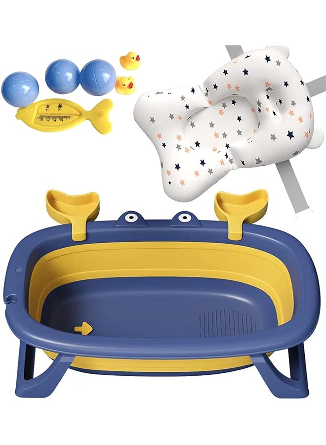 Premify Baby Bathtub Portable With Baby Cushion Collapsible Toddler Bath Tub For Kids Foldable Infant Shower Basin Anti Slip Skid Proof New Born Toddler Bathing Support Bath Organizers 0 2 Years - Image 2